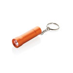 Porta-chaves lanterna de alumínio reciclado com LED e 15 lúmenes cor cor-de-laranja