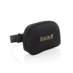 Bolsa tiracolo multiusos de rPET com alça ajustável, capacidade de 1 L cor preto vista com logo