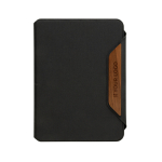 Porta-fólios de rPET e nogueira com papel creme, folhas A5 pautadas cor preto vista principal