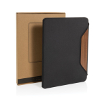 Porta-fólio, capa dura de nogueira, papel 70 g/m2 folhas A4 pautadas cor preto vista com caixa