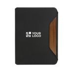 Porta-fólio, capa dura de nogueira, papel 70 g/m2 folhas A4 pautadas cor preto vista principal