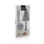 Conjunto de utensílios de aço inoxidável para pizza Boska cor prateado brilhante segunda vista com caixa
