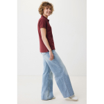 Polo piqué de algodão reciclado mulher casual fit 220 g/m2 Iqoniq cor bordeaux terceira vista com modelo