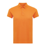 Polo piqué de algodão reciclado mulher casual fit 220 g/m2 Iqoniq cor cor-de-laranja