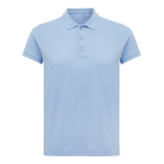 Polo piqué de algodão reciclado mulher casual fit 220 g/m2 Iqoniq cor ciano