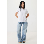 Polo piqué de algodão reciclado mulher casual fit 220 g/m2 Iqoniq cor branco-sujo segunda vista com modelo