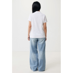 Polo piqué de algodão reciclado mulher casual fit 220 g/m2 Iqoniq cor branco-sujo quarta vista com modelo