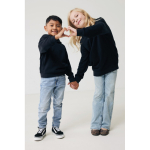Camisola infantil de algodão reciclado capuz 280 g/m2 Iqoniq cor preto vista com modelo