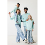 Camisola infantil de algodão reciclado capuz 280 g/m2 Iqoniq cor verde menta