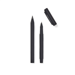 Conjunto de canetas de alumínio reciclado com revestimento de borracha cor preto