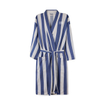 Saída de praia algodão reciclado tipo hammam com ajuste L/XL 200 g/m2 cor azul vista com logo