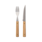 Conjunto de talheres de aço inoxidável de 8 peças para churrasco cor castanho