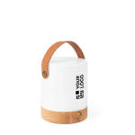 Lanterna portátil ecológica com dois modos de luz e base de madeira cor castanho vista principal