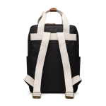 Mochila de viagem ecológica com compartimento lateral para garrafa cor preto terceira vista