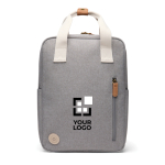 Mochila de viagem ecológica com compartimento lateral para garrafa cor cinzento vista principal