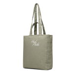 Saco com fecho de correr de lona reciclada com gramagem de 400 g/m2 cor verde vista com logo