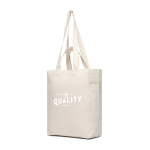 Saco com fecho de correr de lona reciclada com gramagem de 400 g/m2 cor branco-sujo vista com logo