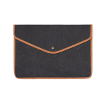 Capa para portátil de lona reciclada com bordas coloridas 14'' cor preto