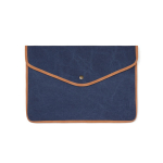 Capa para portátil de lona reciclada com bordas coloridas 14'' cor azul-marinho