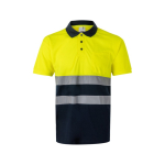 Polo de trabalho manga curta, poliéster olho perdiz 140 g/m2 Velilla cor amarelo segunda vista