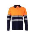 Polo de trabalho bicolor manga comprida muito visível 150 g/m2 Velilla cor cor-de-laranja segunda vista