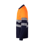 Polo de trabalho bicolor manga comprida muito visível 150 g/m2 Velilla cor cor-de-laranja terceira vista