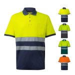 Polo de trabalho piqué bicolor de manga curta 150 g/m2 Velilla varias cores