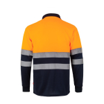 Polo de trabalho bicolor extragrande, manga comprida 160 g/m2 Velilla cor cor-de-laranja