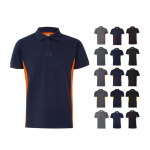 Polo de trabalho de piqué bicolor de manga curta 180 g/m2 Velilla varias cores