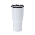 Copo de aço inoxidável de parede dupla e doseador 580 ml cor branco primeira vista