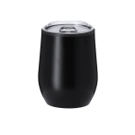 Copo térmico de aço inoxidável com tampa transparente 330 ml cor preto primeira vista