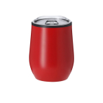 Copo térmico de aço inoxidável com tampa transparente 330 ml cor vermelho primeira vista