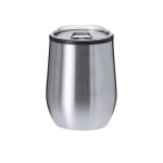 Copo térmico de aço inoxidável com tampa transparente 330 ml cor prateado primeira vista