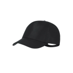 Boné de poliéster rPET ajustável com fivela metálica UV50 cor preto primeira vista