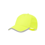 Boné fluorescente para criança de poliéster com fecho de velcro cor amarelo fluorescente primeira vista