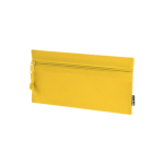 Estojo retangular de rPET com fecho de correr frontal a condizer cor amarelo primeira vista