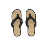 Havaianas com superfície de palha e tiras de pele sintética cor preto primeira vista