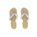 Havaianas com superfície de palha e tiras de pele sintética cor branco primeira vista