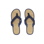 Havaianas com superfície de palha e tiras de pele sintética cor azul-marinho primeira vista