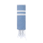 Páreo fino de algodão e poliéster às riscas e franja branca 150 g/m2 cor azul-marinho primeira vista