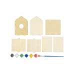 Casota para pássaros de madeira com 6 tintas à base de água e pincel cor natural primeira vista