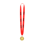 Medalha de vencedor de acabamento dourado com relevo nas bordas vista principal