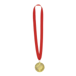 Clássica medalha de vencedor com acabamento dourado e fita vermelha