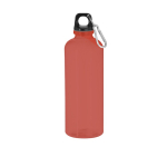 Garrafa de rPET de corpo translúcido com mosquetão na tampa 630 ml cor vermelho primeira vista