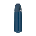 Termos com chávena de 120 ml de aço inoxidável reciclado 500 ml cor azul-marinho primeira vista