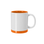 Caneca de cerâmica com detalhes coloridos para sublimação 350 ml cor cor-de-laranja primeira vista