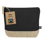 Nécessaire de algodão com certificação Fairtrade e base de juta cor preto primeira vista