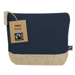 Nécessaire de algodão com certificação Fairtrade e base de juta cor azul-marinho primeira vista