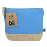 Nécessaire de algodão com certificação Fairtrade e base de juta cor azul-claro primeira vista