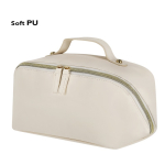 Nécessaire elegante de PU com amplo compartimento e pega de transporte